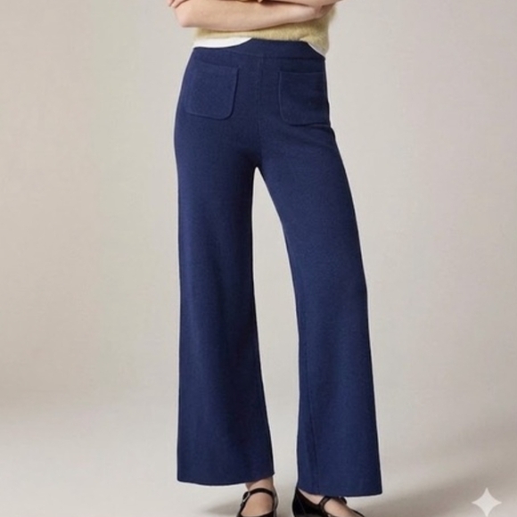 J. Crew Pants - J Crew Sailor Sweater Trouser MP Pull On Wide Leg Pants Knit Coastal Preppy Silk